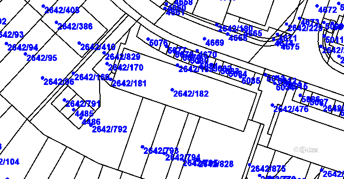Parcela st. 2642/182 v KÚ Kuřim, Katastrální mapa