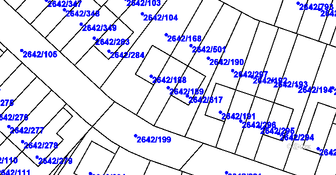 Parcela st. 2642/189 v KÚ Kuřim, Katastrální mapa