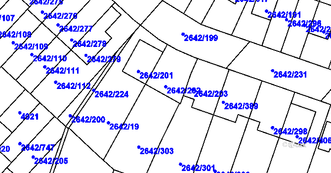 Parcela st. 2642/202 v KÚ Kuřim, Katastrální mapa