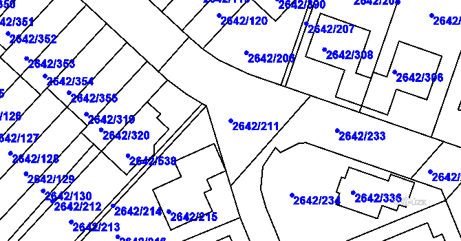 Parcela st. 2642/211 v KÚ Kuřim, Katastrální mapa