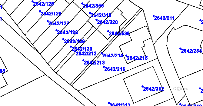 Parcela st. 2642/214 v KÚ Kuřim, Katastrální mapa