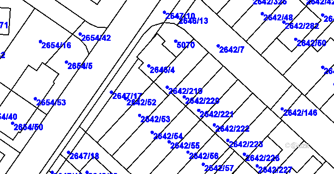 Parcela st. 2642/219 v KÚ Kuřim, Katastrální mapa