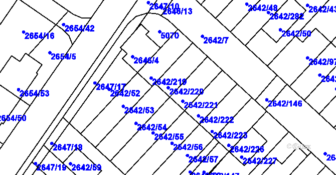 Parcela st. 2642/220 v KÚ Kuřim, Katastrální mapa