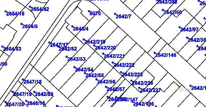 Parcela st. 2642/221 v KÚ Kuřim, Katastrální mapa