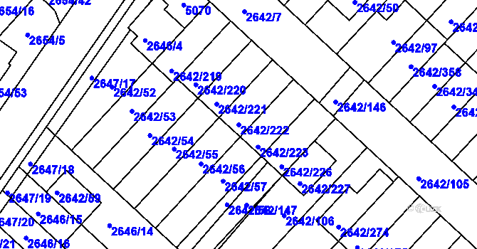 Parcela st. 2642/222 v KÚ Kuřim, Katastrální mapa