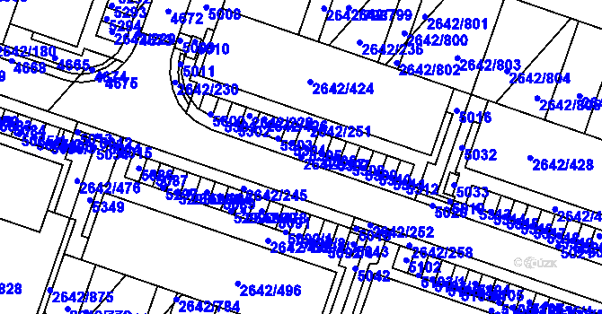 Parcela st. 2642/237 v KÚ Kuřim, Katastrální mapa