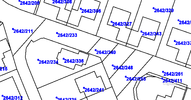 Parcela st. 2642/240 v KÚ Kuřim, Katastrální mapa