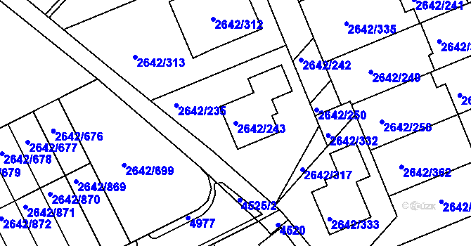 Parcela st. 2642/243 v KÚ Kuřim, Katastrální mapa