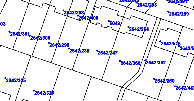 Parcela st. 2642/247 v KÚ Kuřim, Katastrální mapa