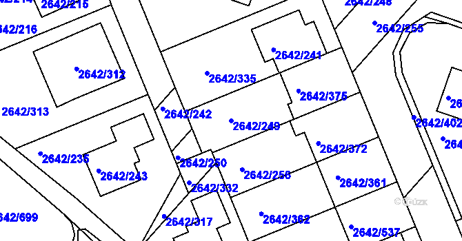 Parcela st. 2642/249 v KÚ Kuřim, Katastrální mapa