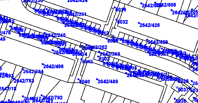 Parcela st. 2642/258 v KÚ Kuřim, Katastrální mapa