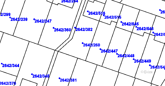 Parcela st. 2642/260 v KÚ Kuřim, Katastrální mapa