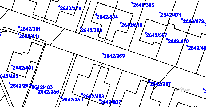 Parcela st. 2642/269 v KÚ Kuřim, Katastrální mapa