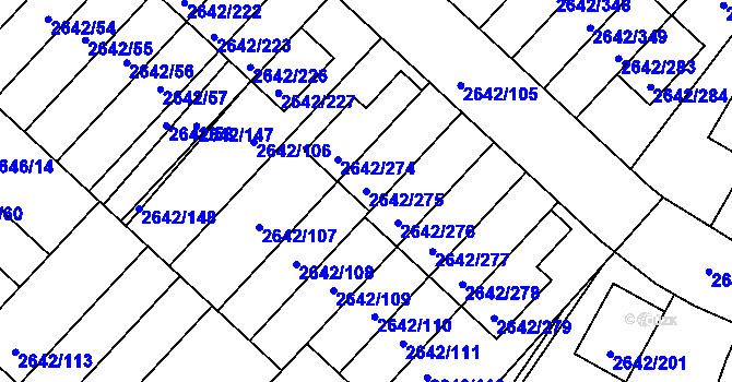 Parcela st. 2642/275 v KÚ Kuřim, Katastrální mapa