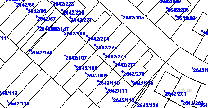 Parcela st. 2642/276 v KÚ Kuřim, Katastrální mapa