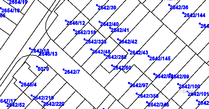 Parcela st. 2642/282 v KÚ Kuřim, Katastrální mapa