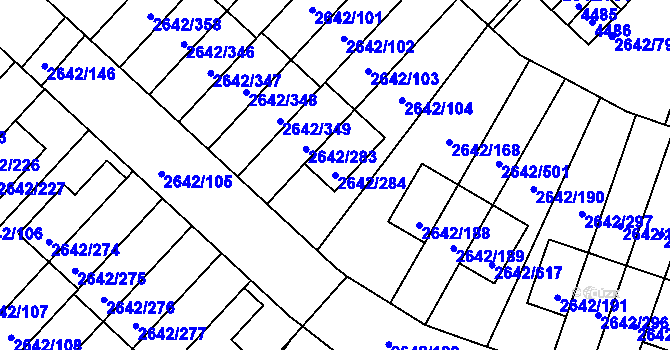 Parcela st. 2642/284 v KÚ Kuřim, Katastrální mapa