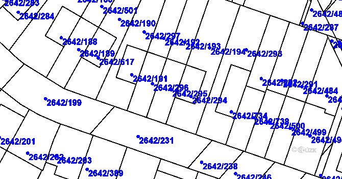 Parcela st. 2642/295 v KÚ Kuřim, Katastrální mapa