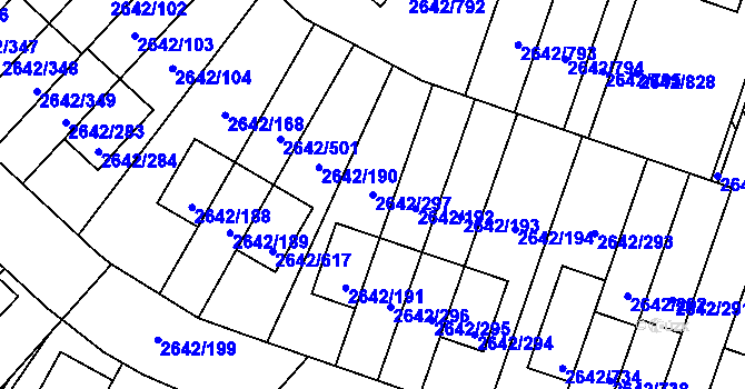 Parcela st. 2642/297 v KÚ Kuřim, Katastrální mapa