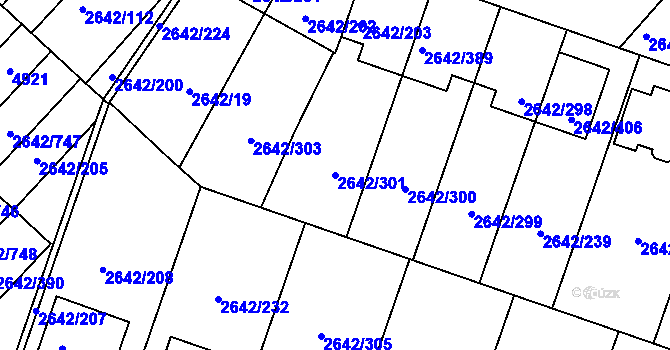 Parcela st. 2642/301 v KÚ Kuřim, Katastrální mapa