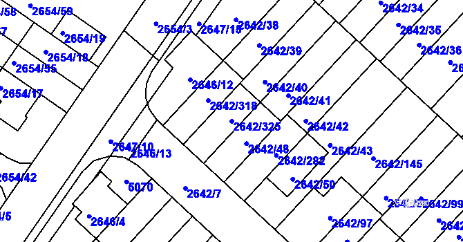 Parcela st. 2642/325 v KÚ Kuřim, Katastrální mapa