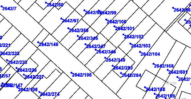 Parcela st. 2642/348 v KÚ Kuřim, Katastrální mapa