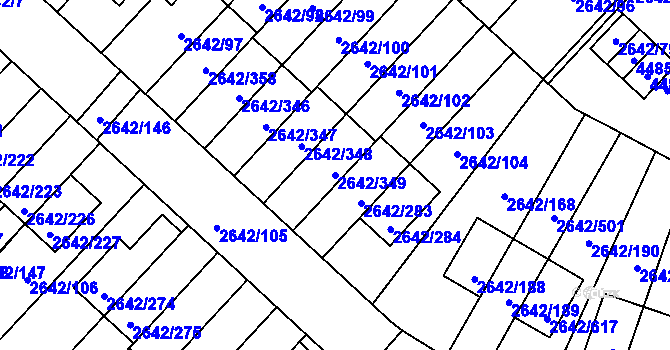 Parcela st. 2642/349 v KÚ Kuřim, Katastrální mapa