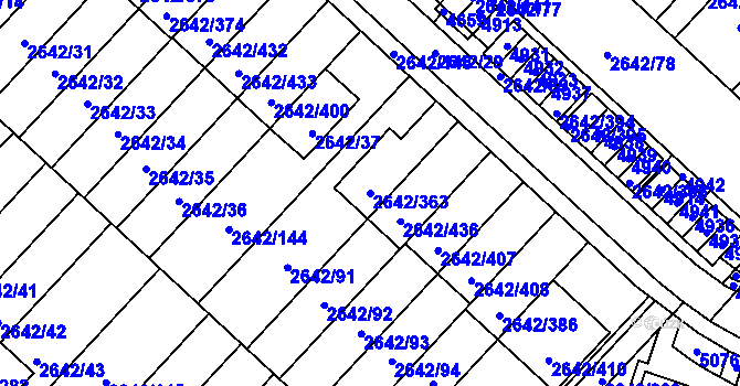 Parcela st. 2642/363 v KÚ Kuřim, Katastrální mapa