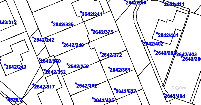 Parcela st. 2642/372 v KÚ Kuřim, Katastrální mapa