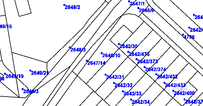 Parcela st. 2646/10 v KÚ Kuřim, Katastrální mapa