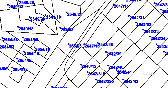 Parcela st. 2647/15 v KÚ Kuřim, Katastrální mapa