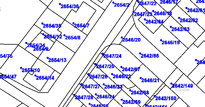 Parcela st. 2647/24 v KÚ Kuřim, Katastrální mapa
