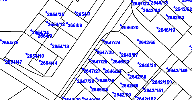 Parcela st. 2647/25 v KÚ Kuřim, Katastrální mapa