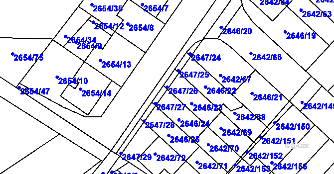 Parcela st. 2647/26 v KÚ Kuřim, Katastrální mapa