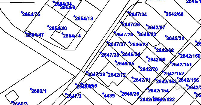 Parcela st. 2647/28 v KÚ Kuřim, Katastrální mapa