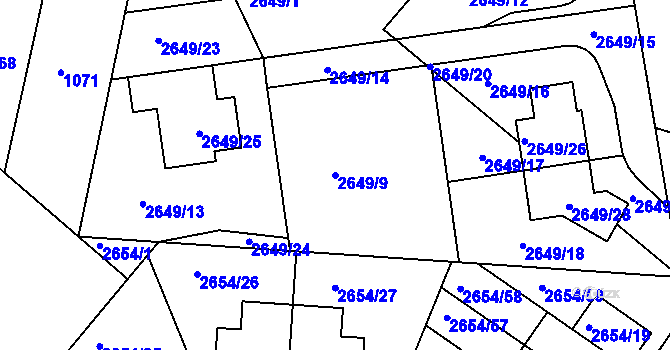 Parcela st. 2649/9 v KÚ Kuřim, Katastrální mapa