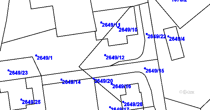 Parcela st. 2649/12 v KÚ Kuřim, Katastrální mapa