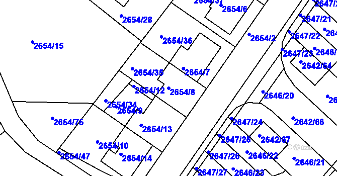 Parcela st. 2654/8 v KÚ Kuřim, Katastrální mapa