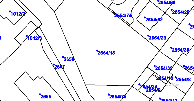Parcela st. 2654/15 v KÚ Kuřim, Katastrální mapa
