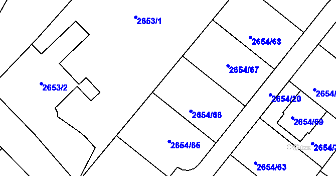 Parcela st. 2654/22 v KÚ Kuřim, Katastrální mapa