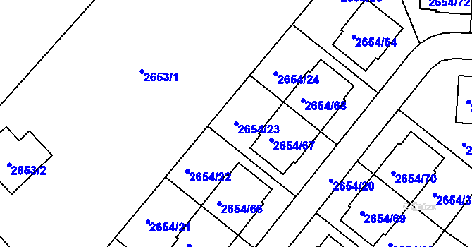 Parcela st. 2654/23 v KÚ Kuřim, Katastrální mapa
