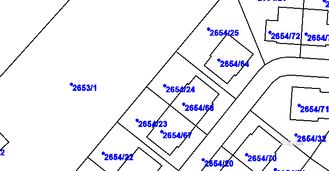 Parcela st. 2654/24 v KÚ Kuřim, Katastrální mapa