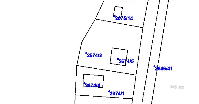 Parcela st. 2674/2 v KÚ Kuřim, Katastrální mapa