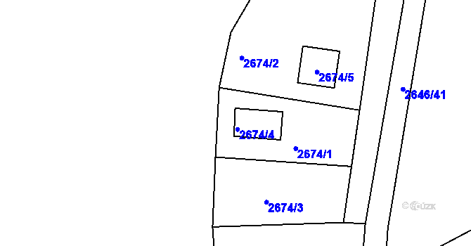 Parcela st. 2674/4 v KÚ Kuřim, Katastrální mapa