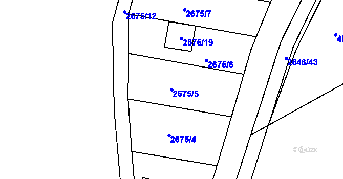 Parcela st. 2675/5 v KÚ Kuřim, Katastrální mapa
