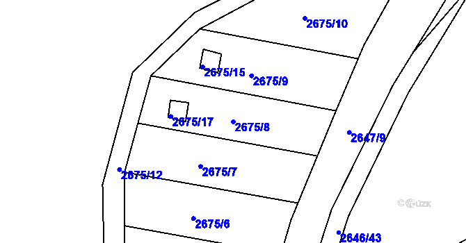 Parcela st. 2675/8 v KÚ Kuřim, Katastrální mapa