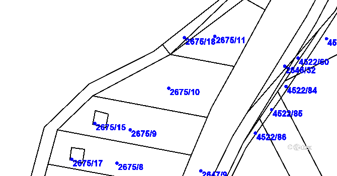 Parcela st. 2675/10 v KÚ Kuřim, Katastrální mapa