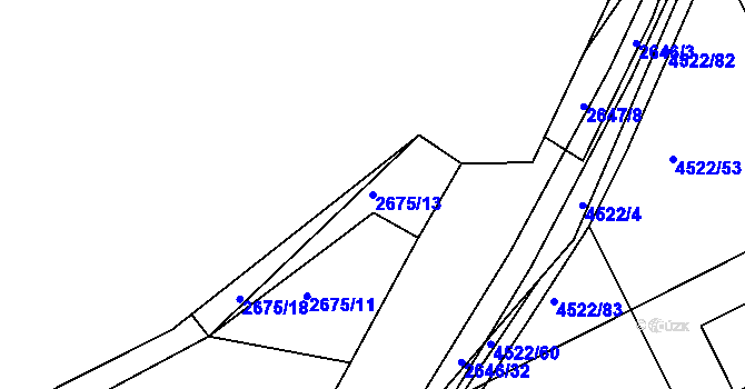 Parcela st. 2675/13 v KÚ Kuřim, Katastrální mapa