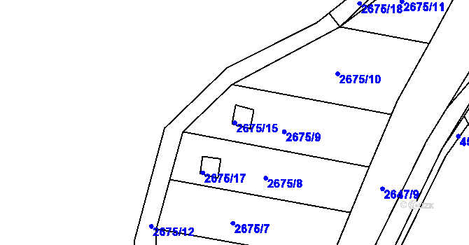 Parcela st. 2675/15 v KÚ Kuřim, Katastrální mapa