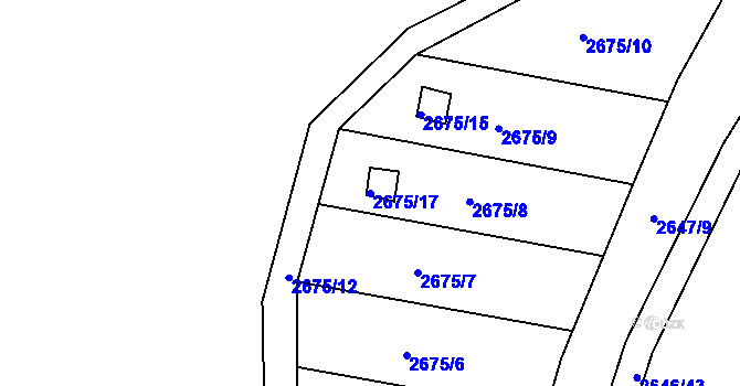 Parcela st. 2675/17 v KÚ Kuřim, Katastrální mapa